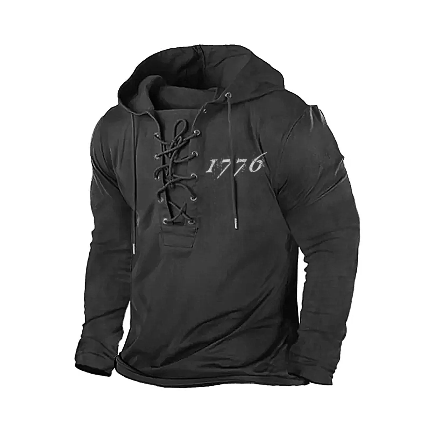 1776  BANDAGE GRAPHIC PULLOVER COTTON HOODIE