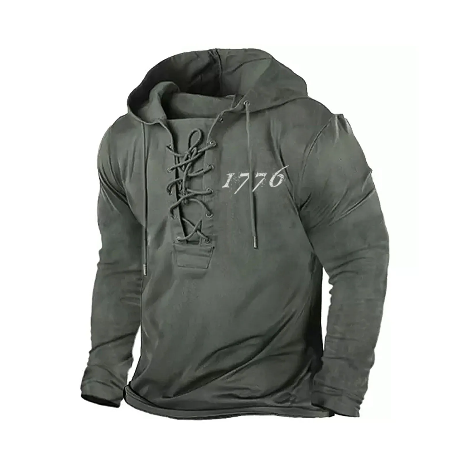 1776  BANDAGE GRAPHIC PULLOVER COTTON HOODIE