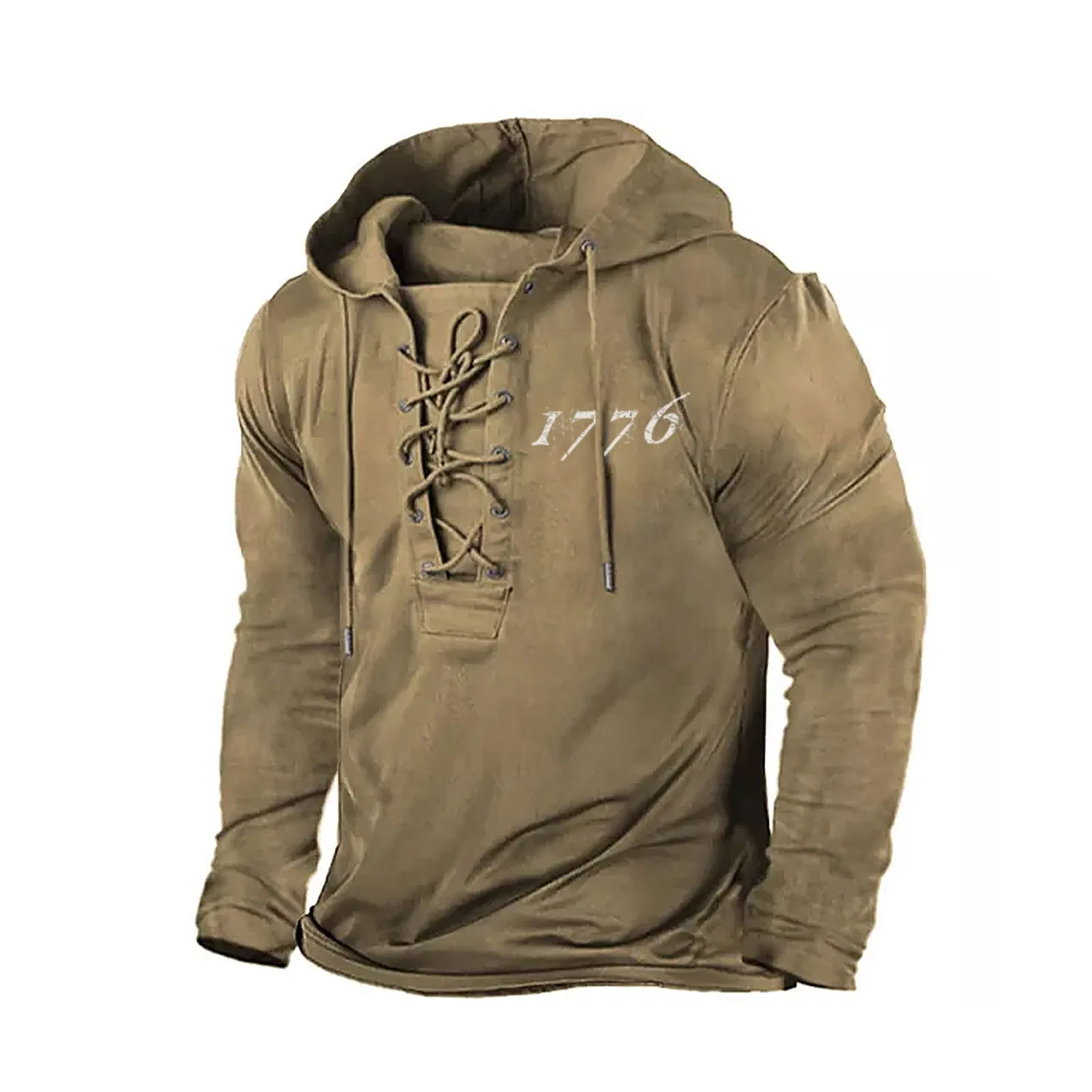 1776  BANDAGE GRAPHIC PULLOVER COTTON HOODIE