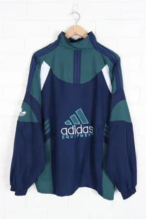 ADIDAS EQUIPMENT Teal & Navy Full Zip Embroidered Windbreaker (XXL)