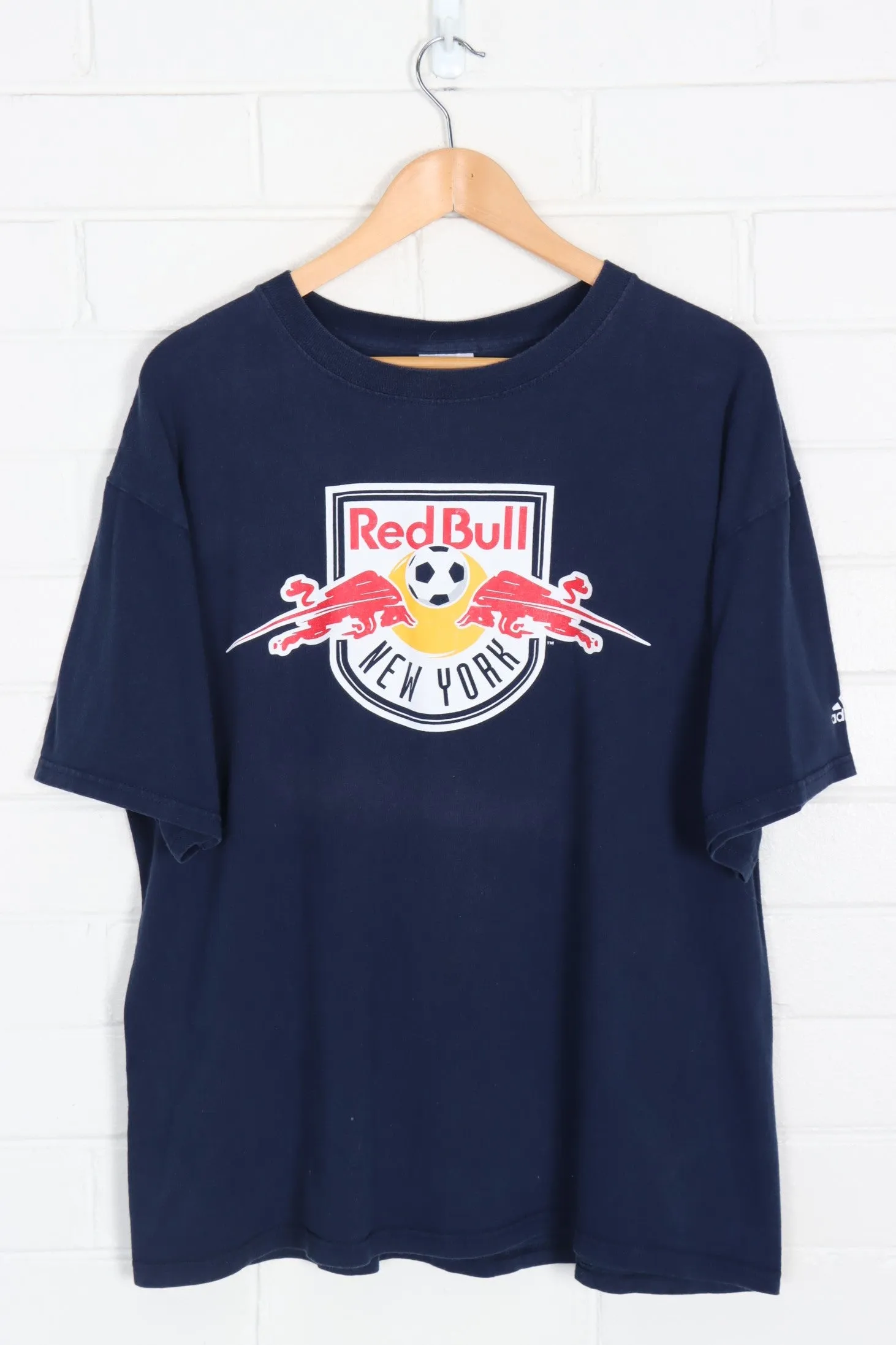 ADIDAS x Red Bull Red & Navy Soccer Promo Tee (XL)