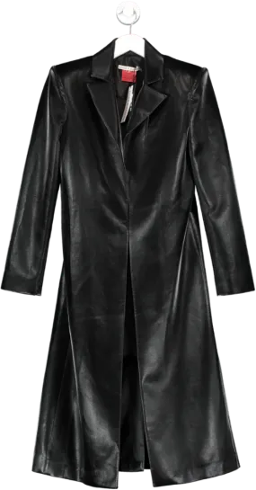 Alice   Olivia Black Mya Vegan Leather Long Blazer UK 6