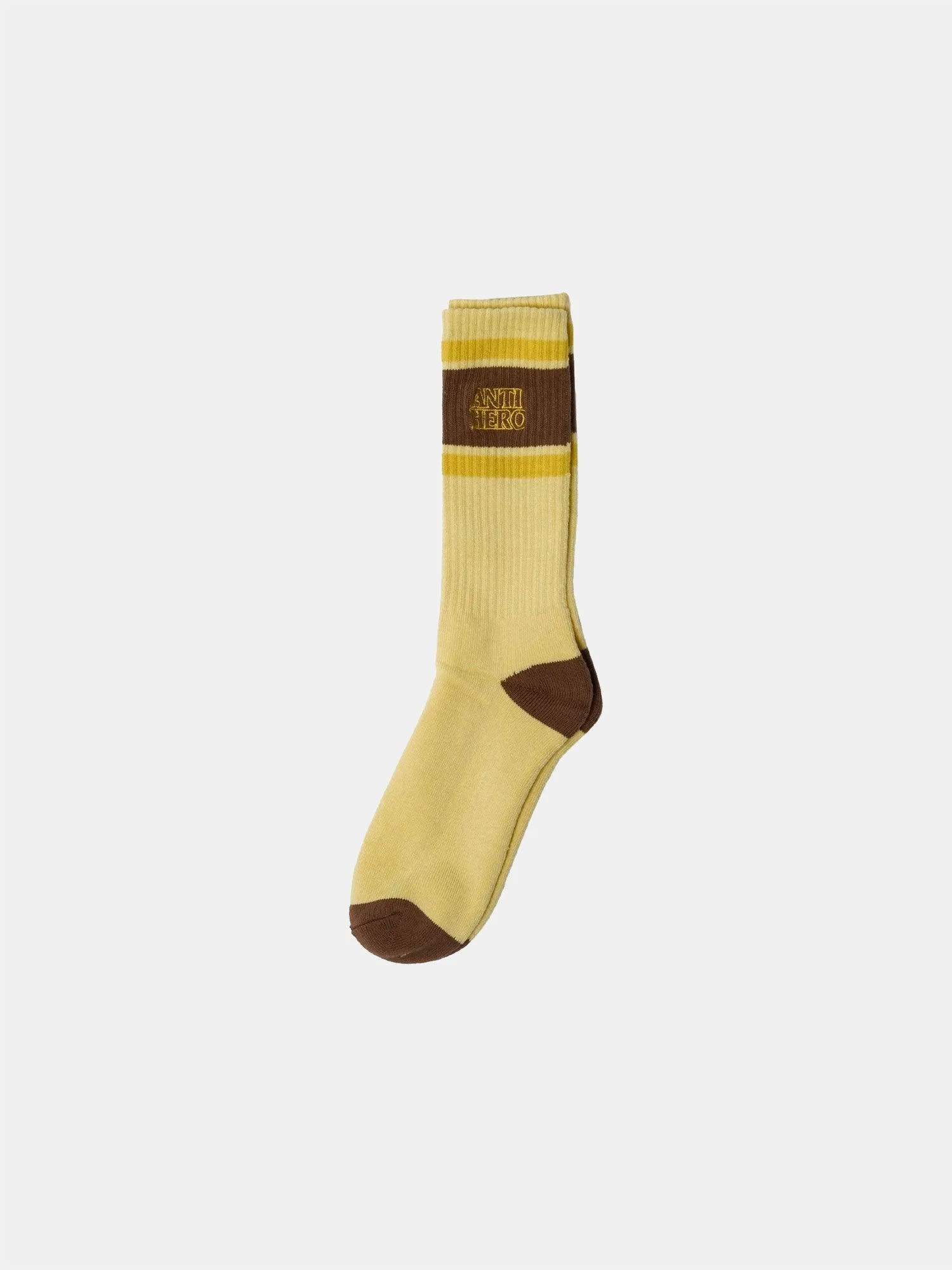 Anti Hero Basic Pigeon Embroidered Socks - Cream / Brown