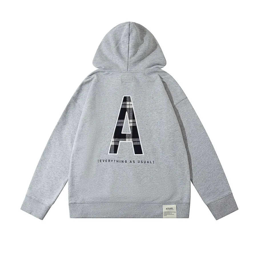 ASUSL CHECKS LOGO HOODIES-GREY