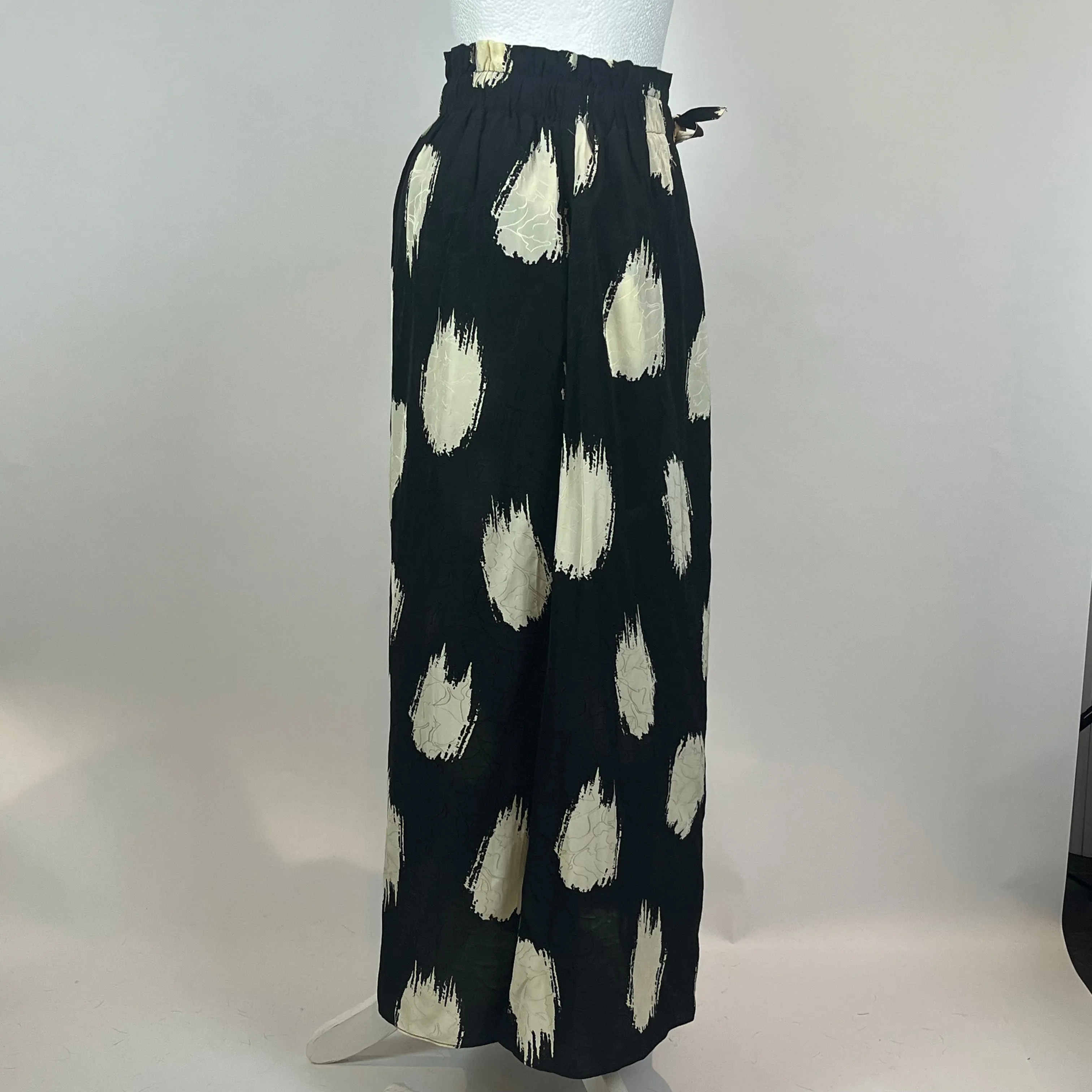 Ba&Sh Brand New Black & Cream Silky Elasticated Skirt XS