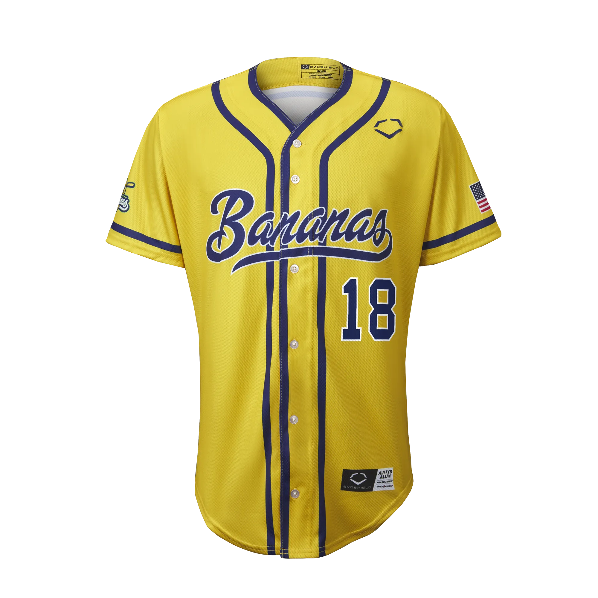 Bananas Danny Hosley #18 EvoShield Jersey - Yellow