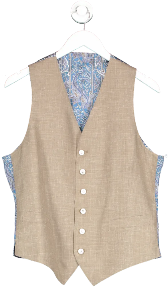 Beige Waistcoat With Paisley Back UK L