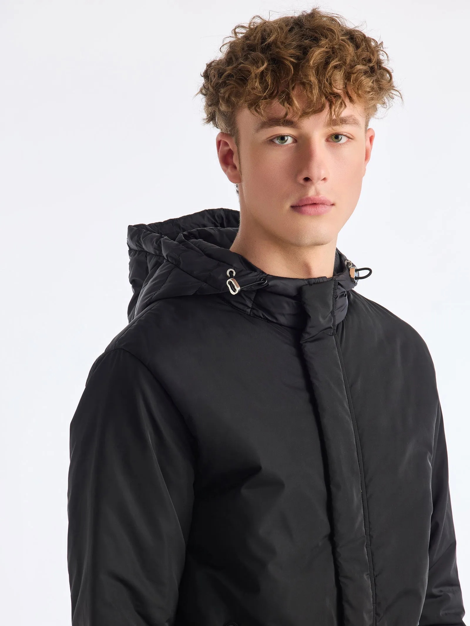 Black Hooded Puffer Jacket