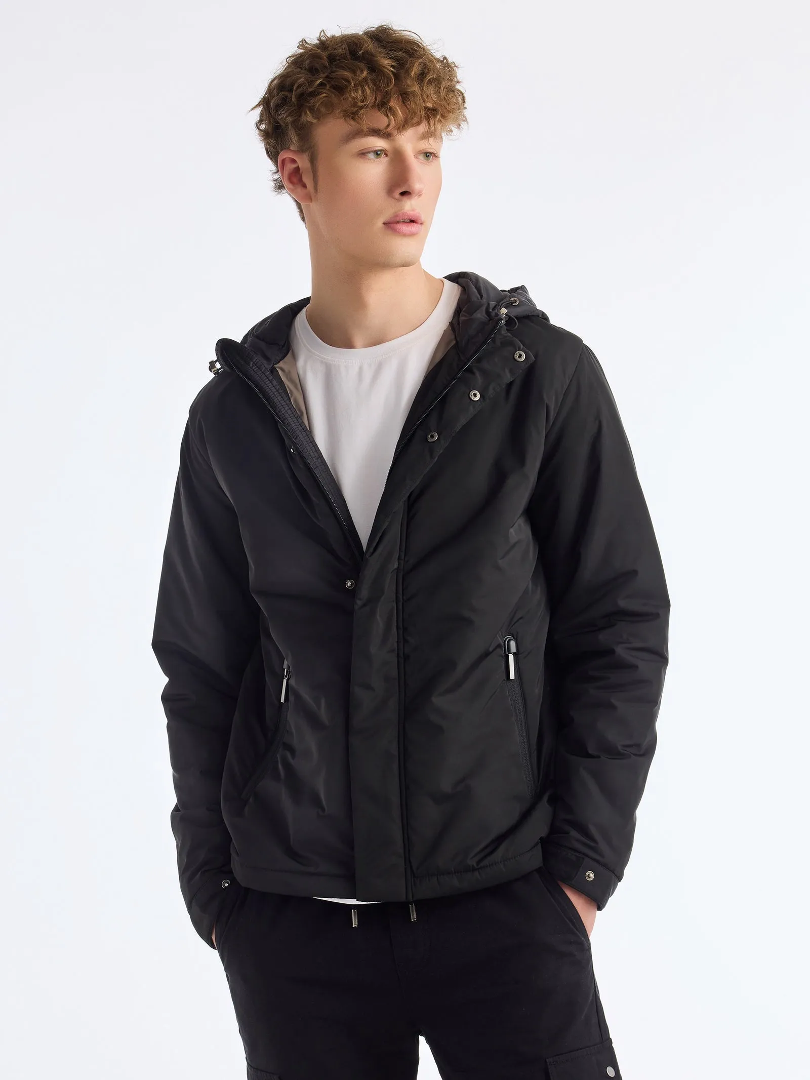 Black Hooded Puffer Jacket