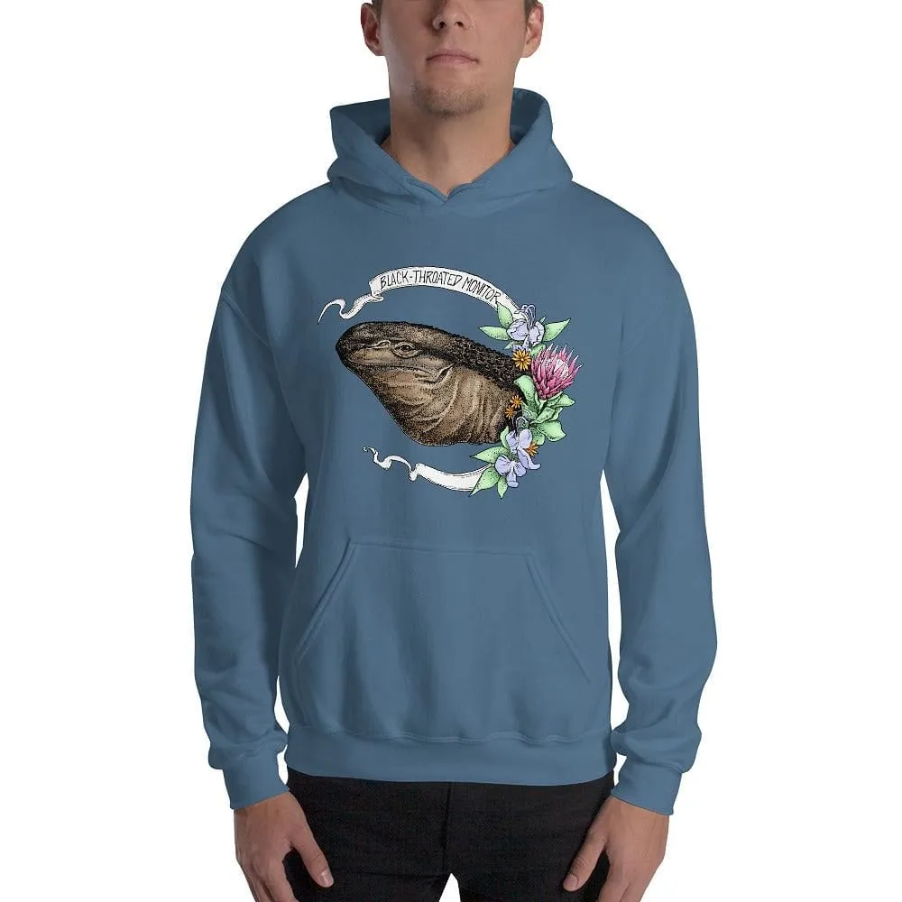 Black Throat Monitor Banner Hoodie, Reptile Gift Pullover