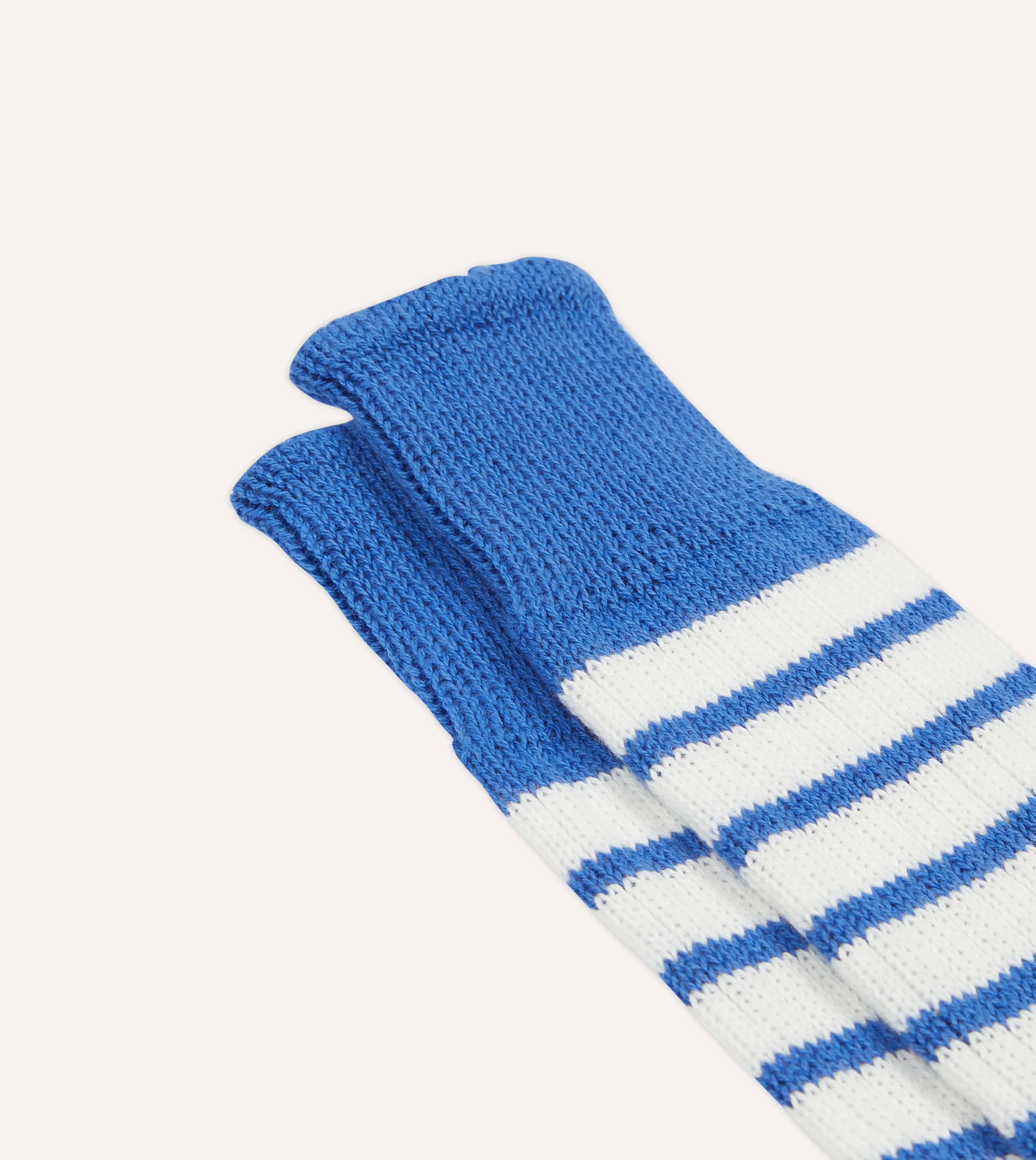 Blue and White Striped Cotton Sports Sock