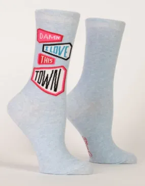 Blue Q -Damn I Love This Town W-Crew Socks