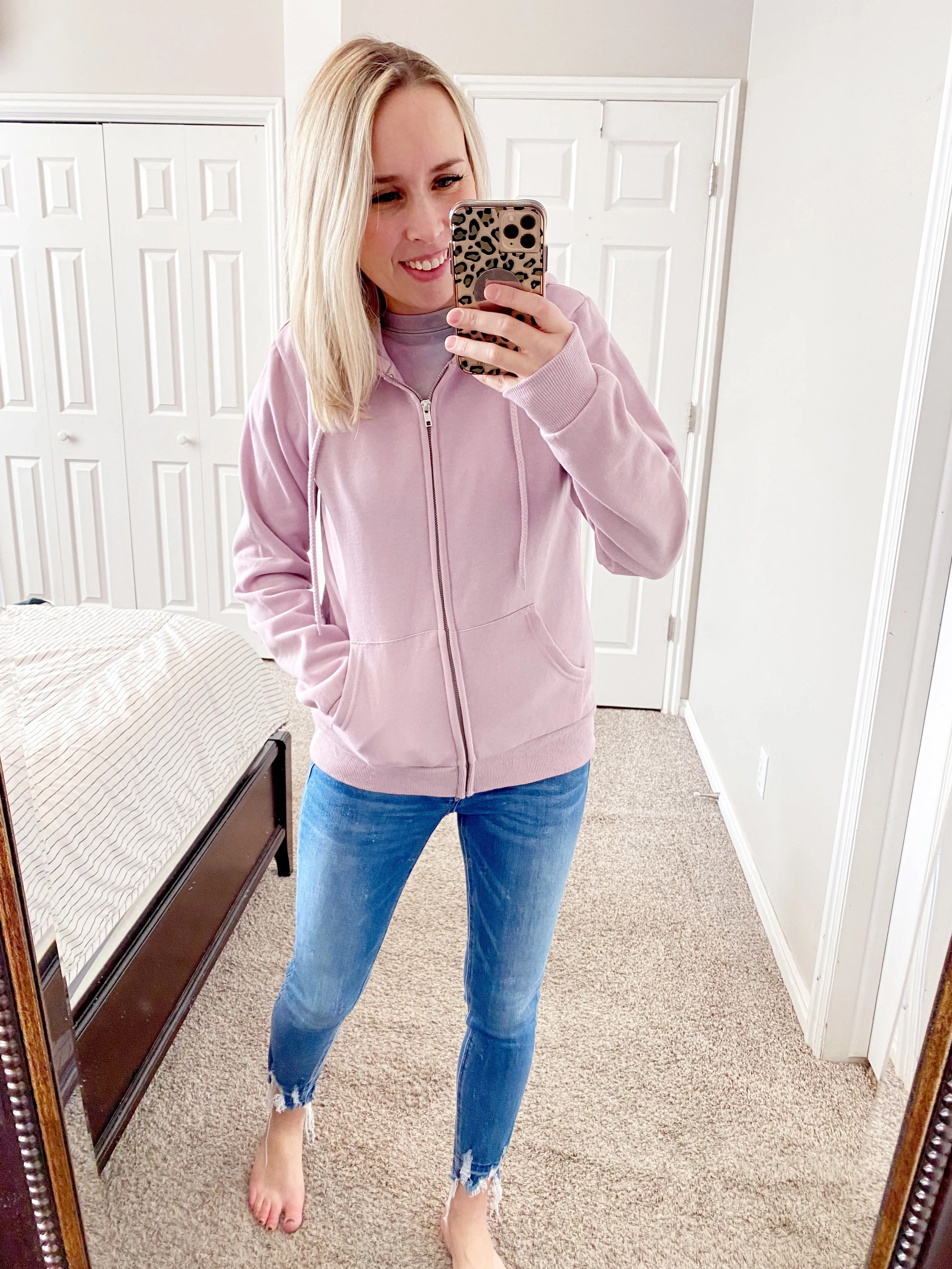 Boyfriend Full Zip Hoodie - Light Lilac