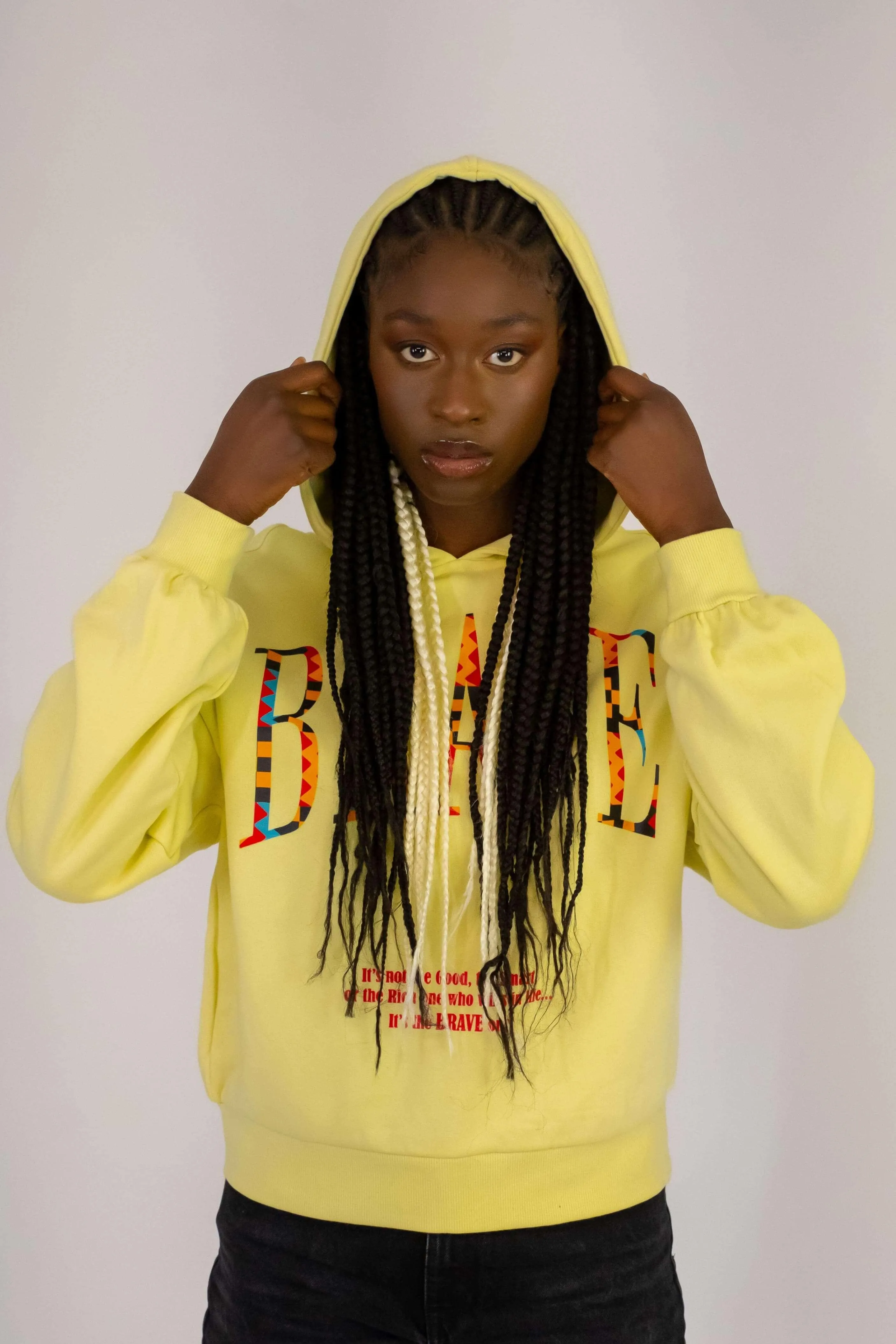 Brave Organic Oversized Hoodie Women in Soft Yellow