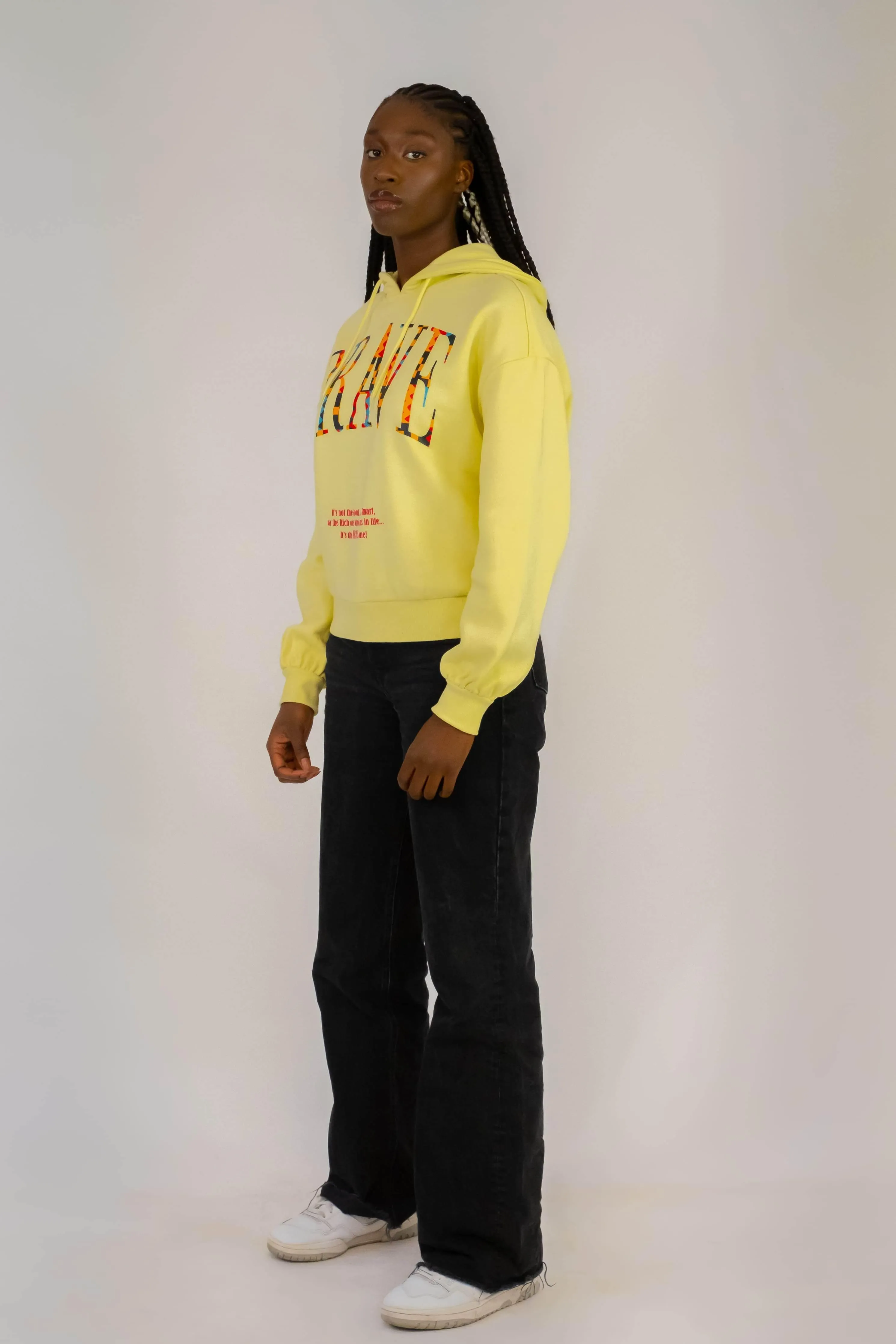 Brave Organic Oversized Hoodie Women in Soft Yellow