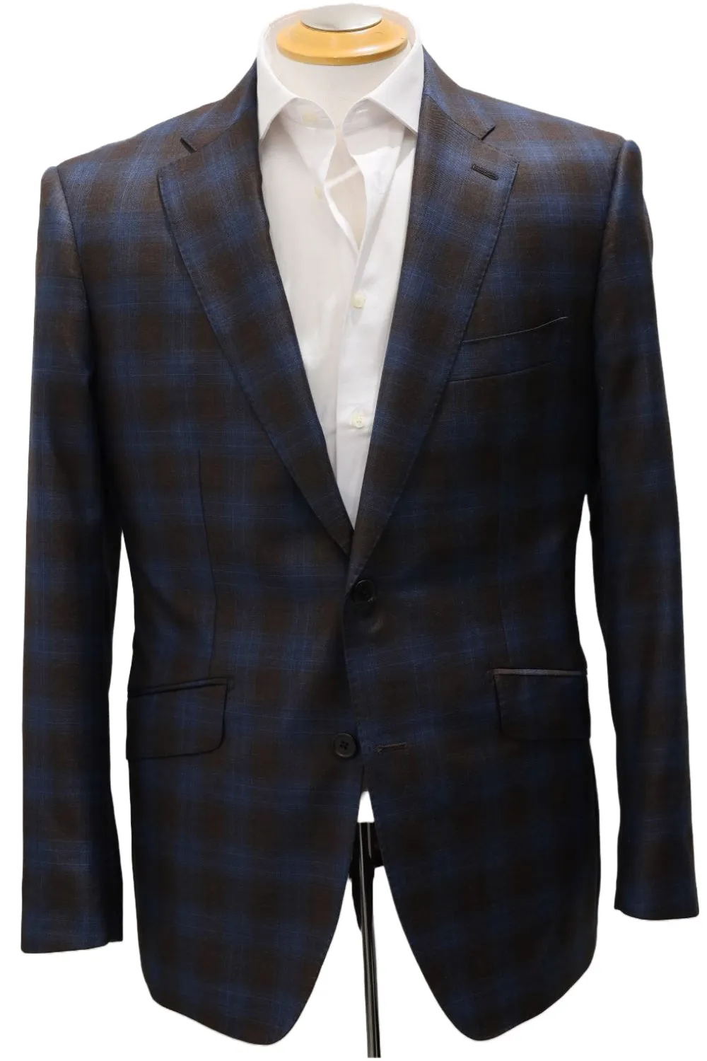 BROWN AND TEAL CHECK ITALIAN WOOL JACKET_