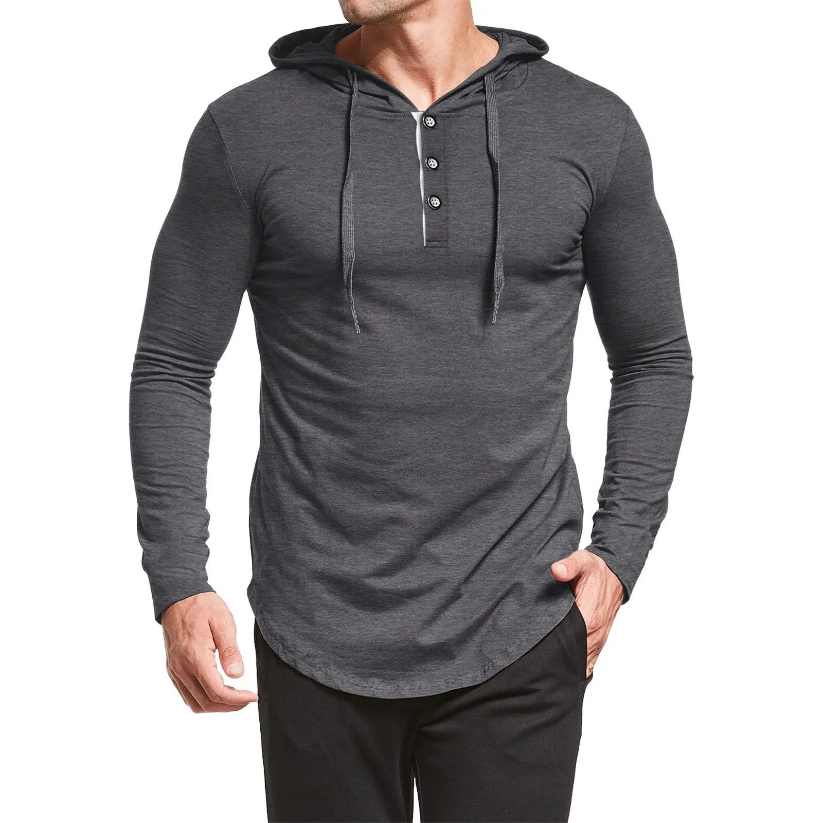 CASUAL QUARTER ZIP BUTTON DOWN HOODIE