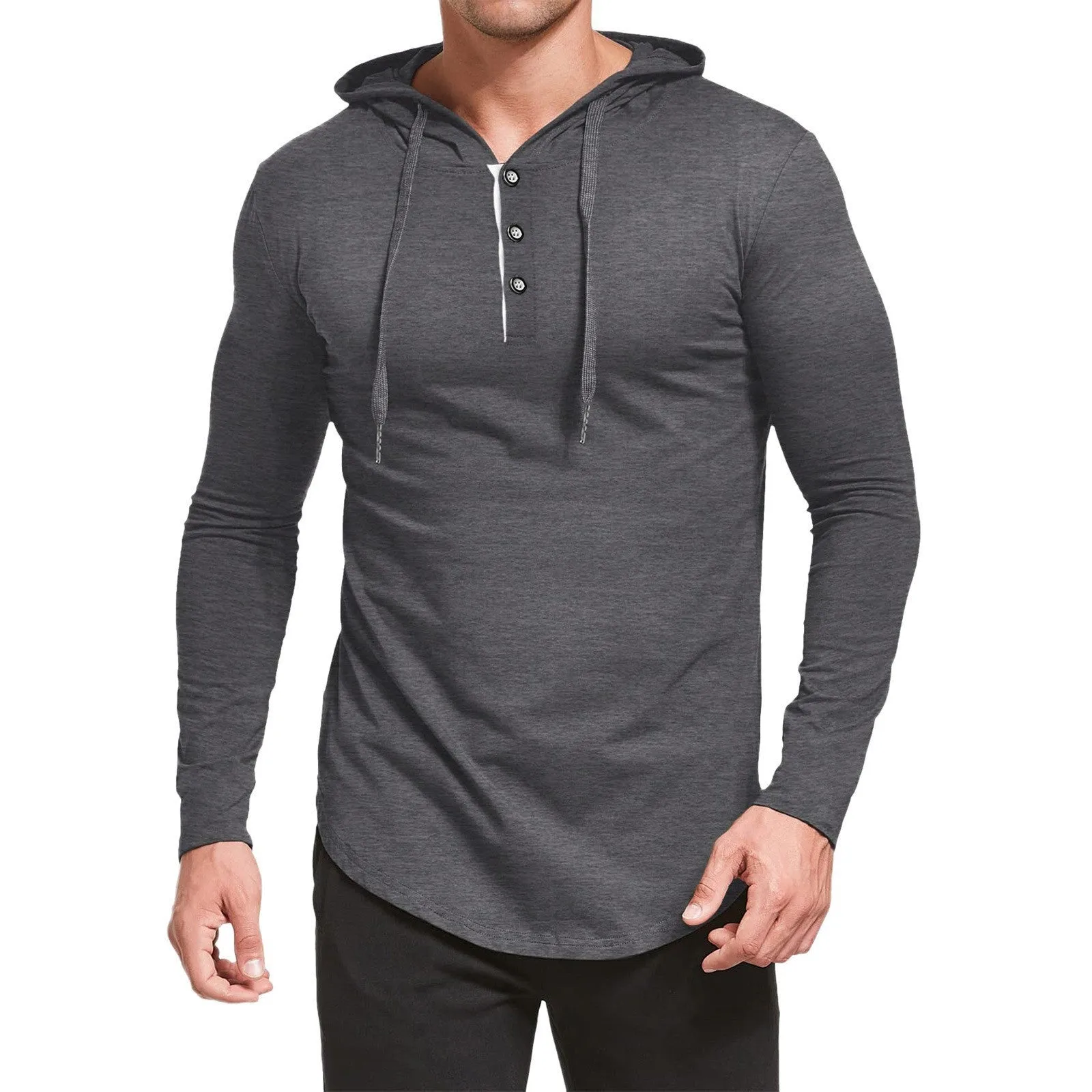 CASUAL QUARTER ZIP BUTTON DOWN HOODIE