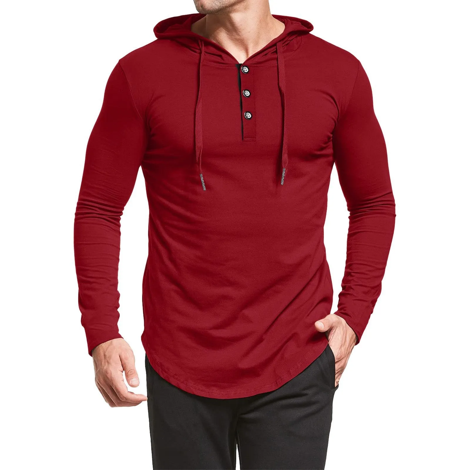 CASUAL QUARTER ZIP BUTTON DOWN HOODIE