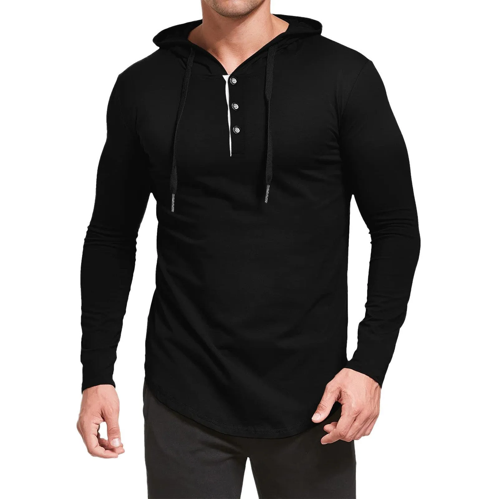 CASUAL QUARTER ZIP BUTTON DOWN HOODIE