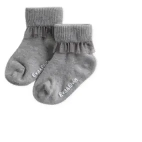 Chiffon Frill Ankle Socks: Grey