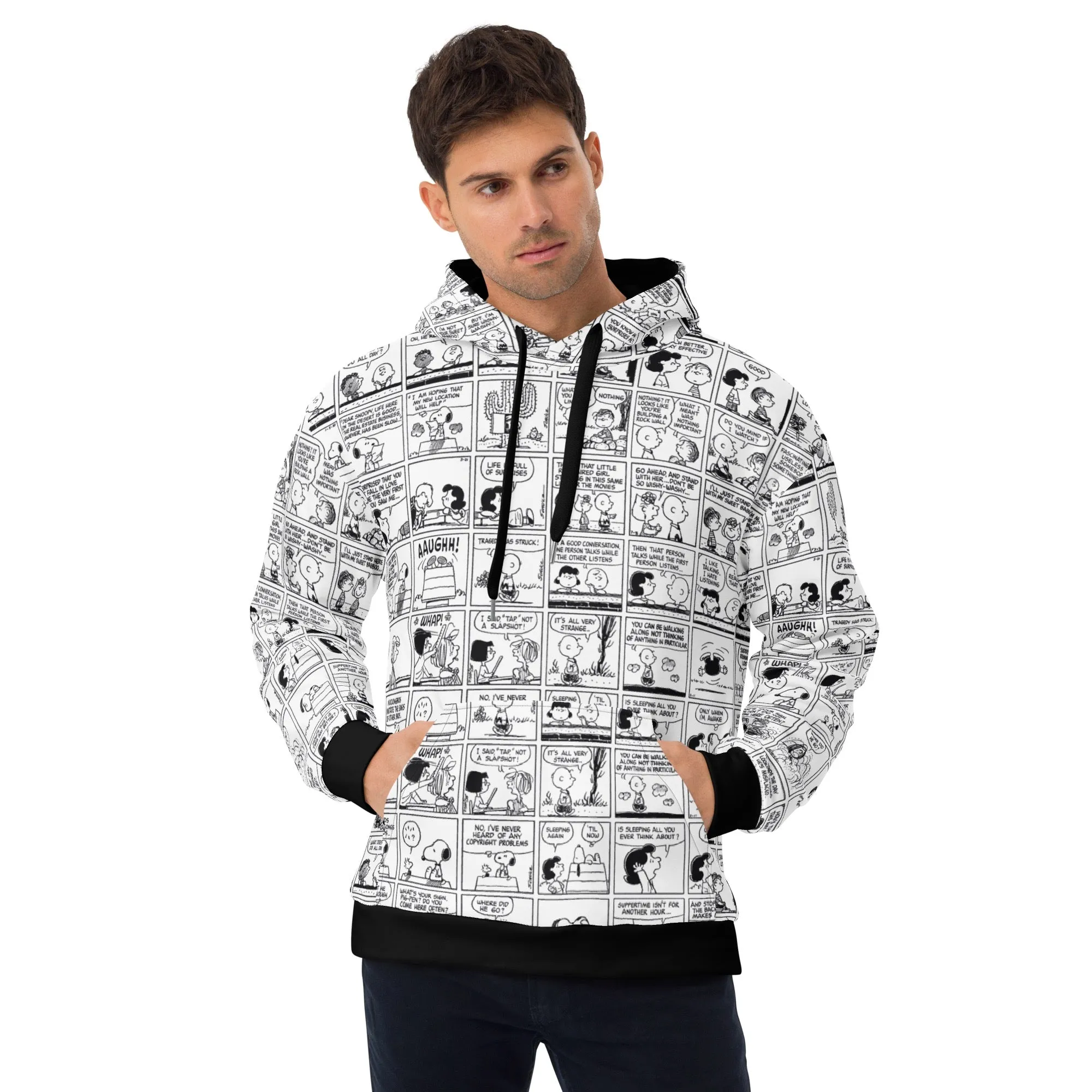 Comic Stripes Black and White Adult Hoodie