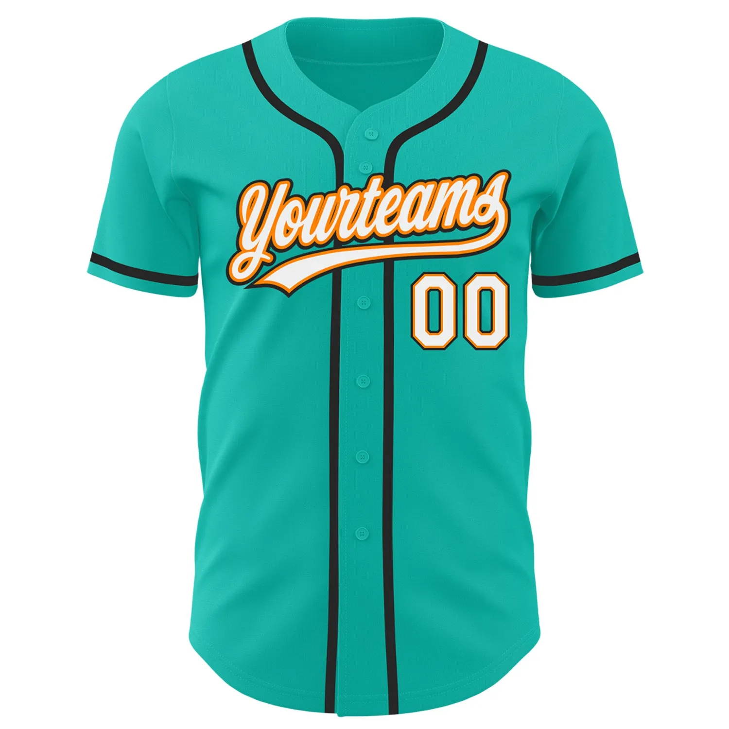 Custom Aqua White Bay Orange-Black Authentic Baseball Jersey