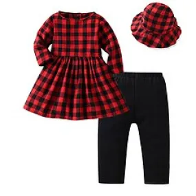 Cute Plaid Tops Leggings Pants Hat Outfit