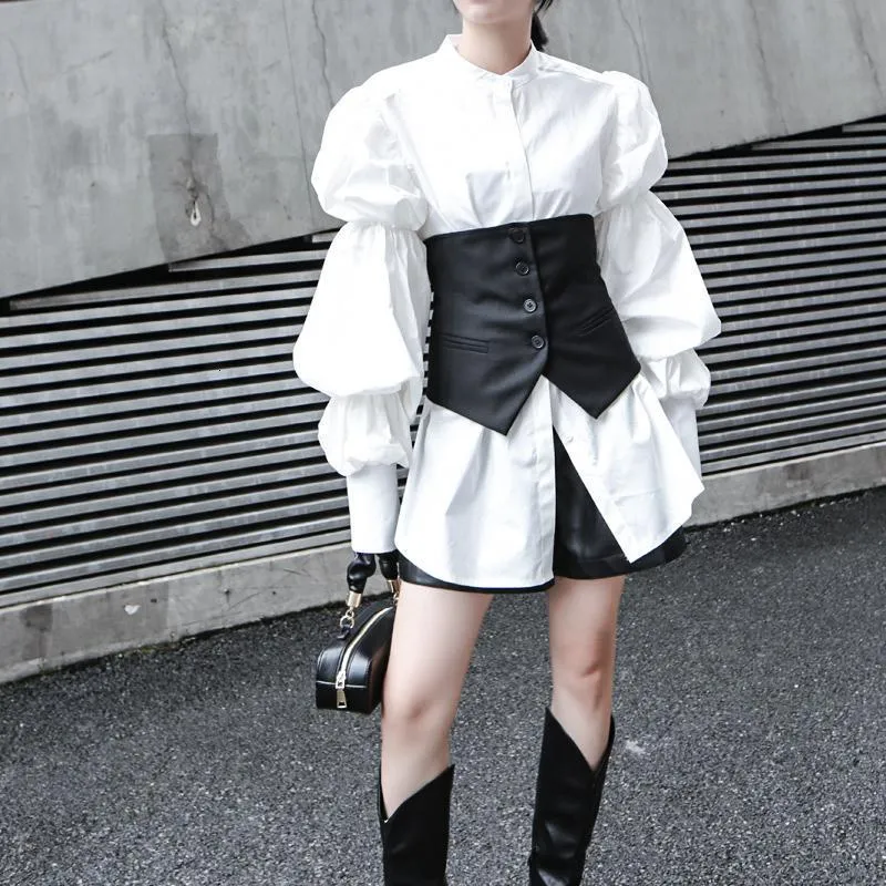 Daoko Pleated Puff Long Sleeve Shirt - White