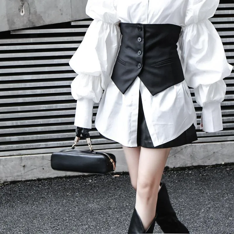 Daoko Pleated Puff Long Sleeve Shirt - White