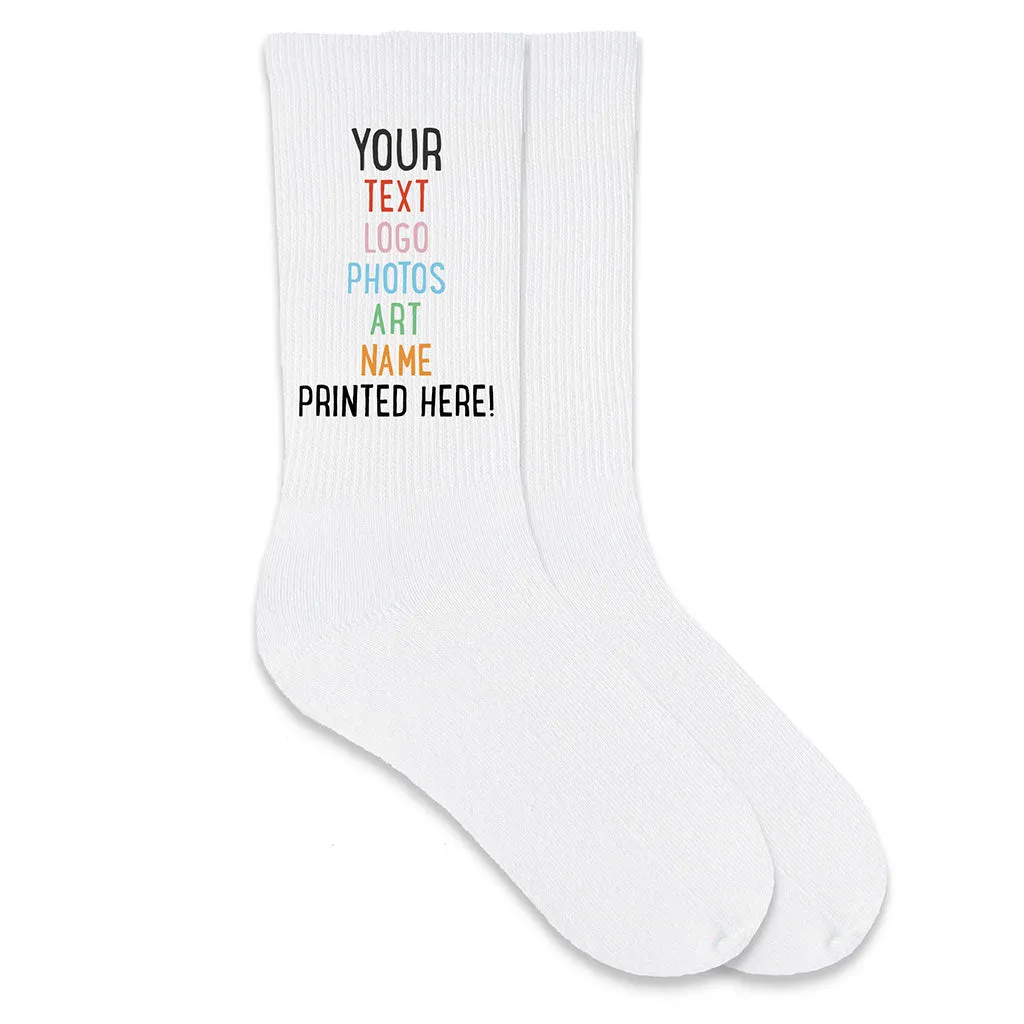 Design Your Own Custom White Crew Socks - Extra Large