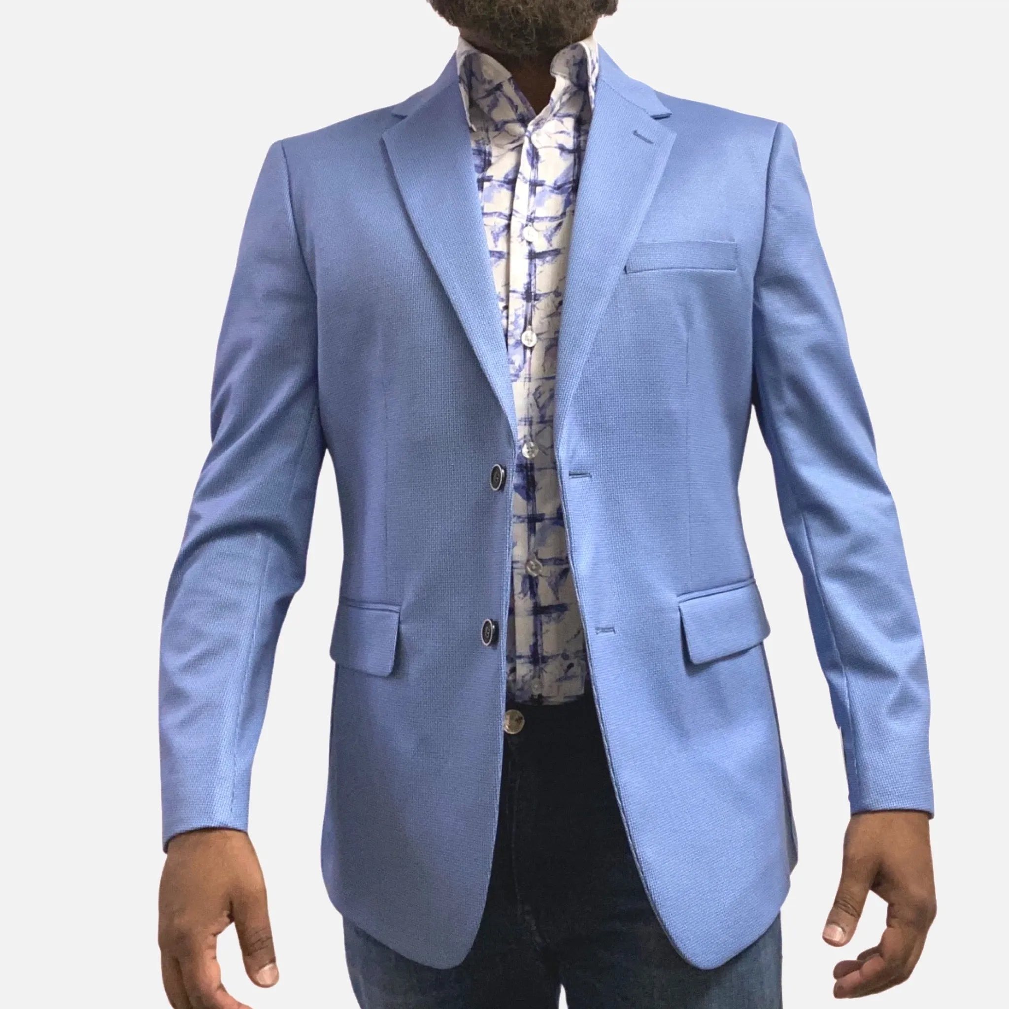 Duchamp Men’s Blue Tone on Tone Blazer | Modern Fit