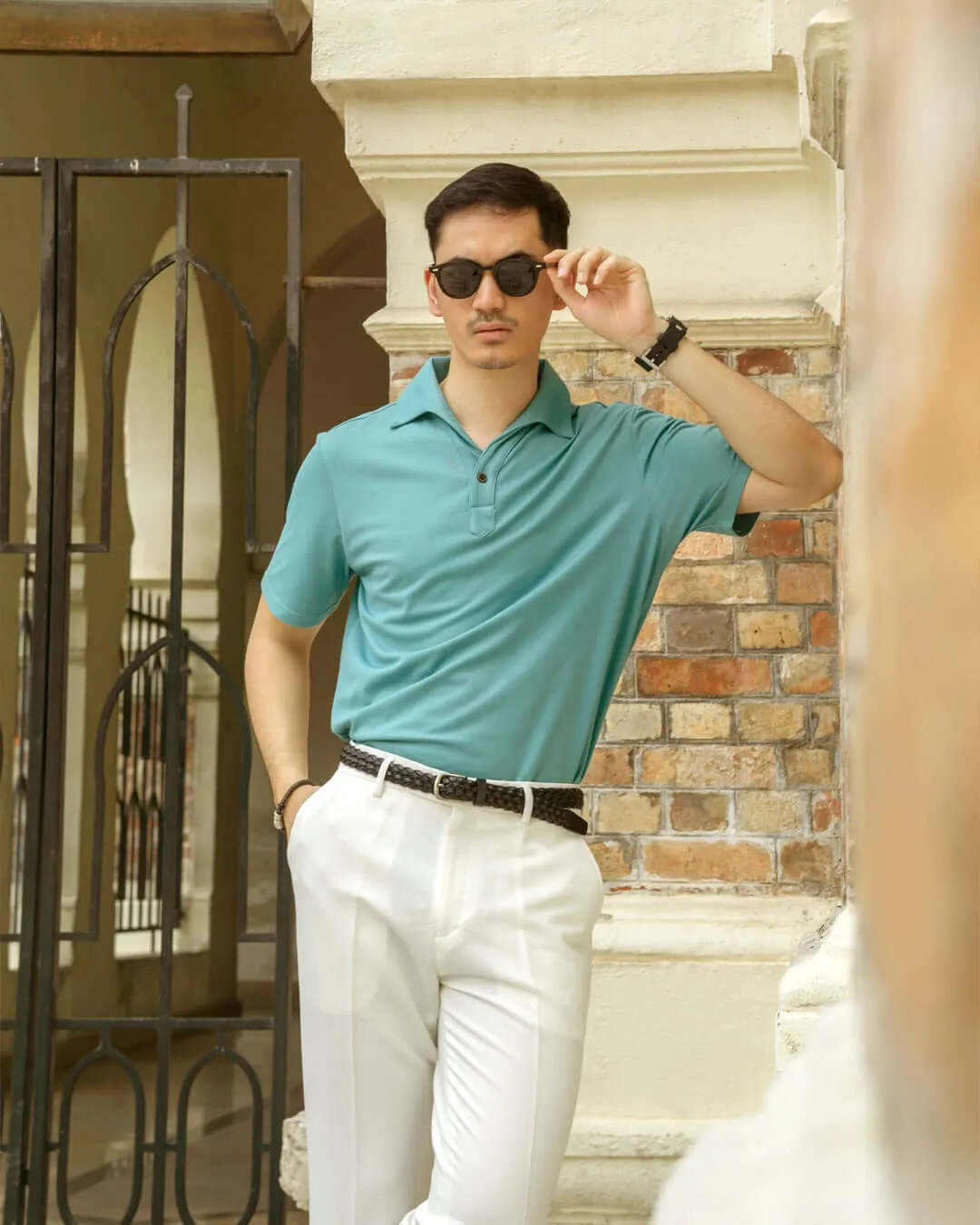 Ezio Polo Shirt - Turquoise One-Piece Collar