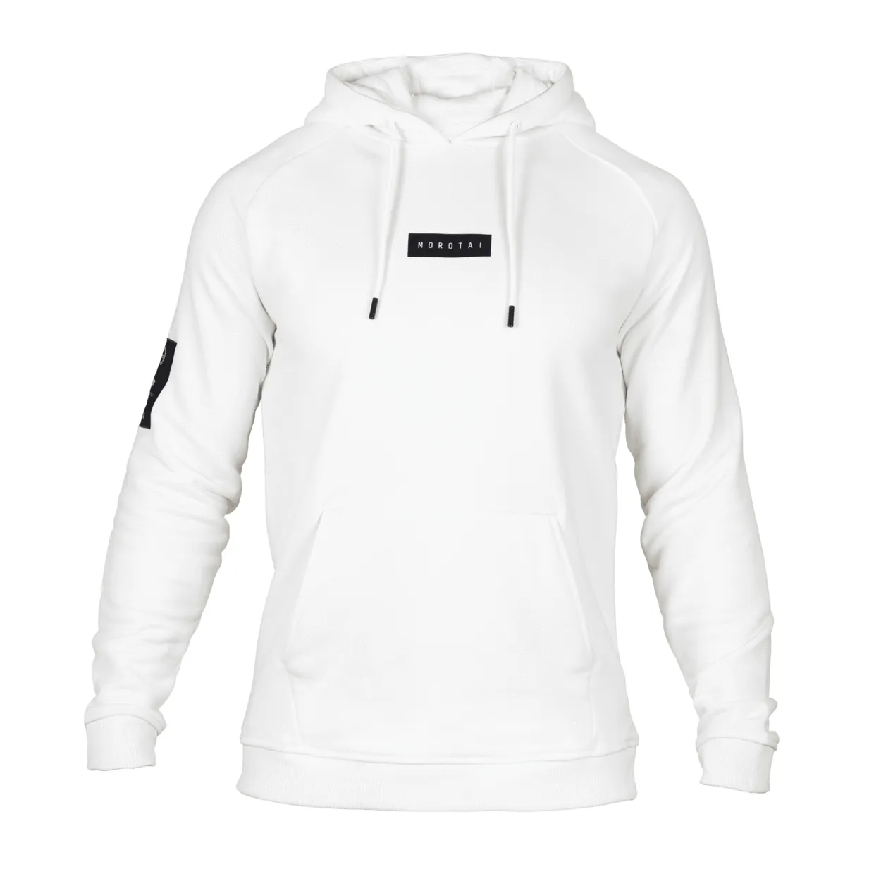 Felpa bianca da uomo con cappuccio Logo Hoodie con grafica posteriore Morotai