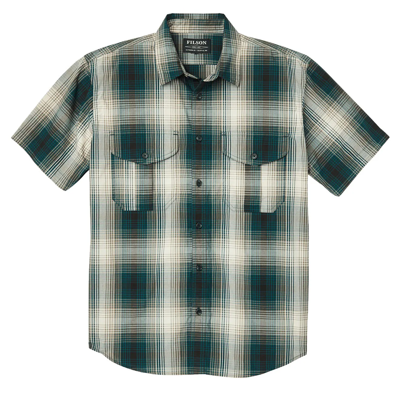 Filson SS Feather Cloth Shirt Green / Grey / Cream