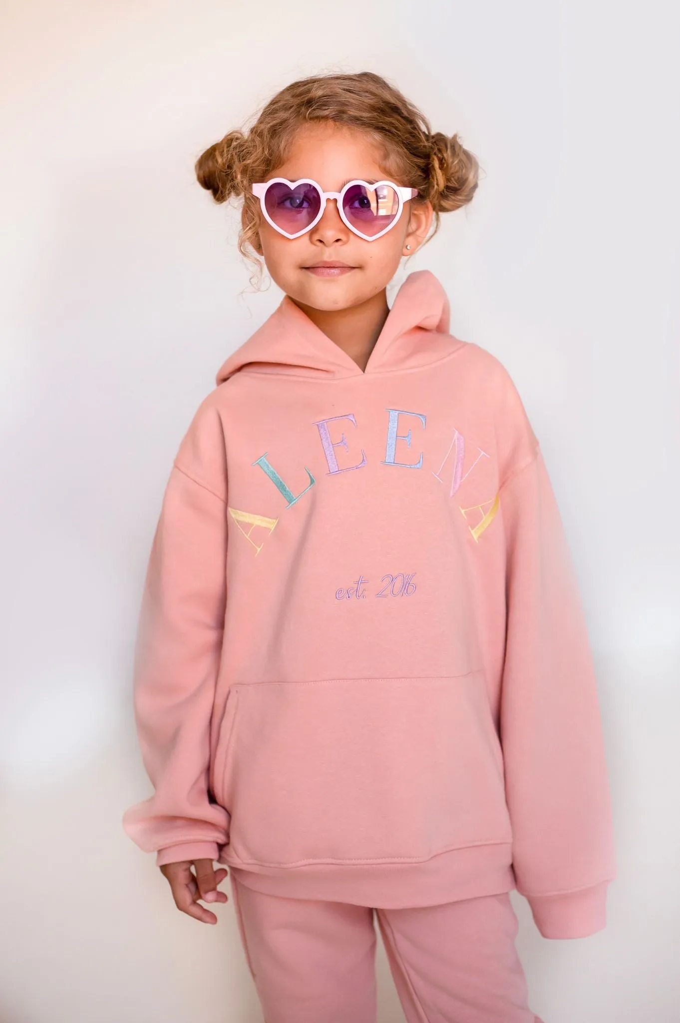 Girls Dusky Pink Est Hooded Tracksuit