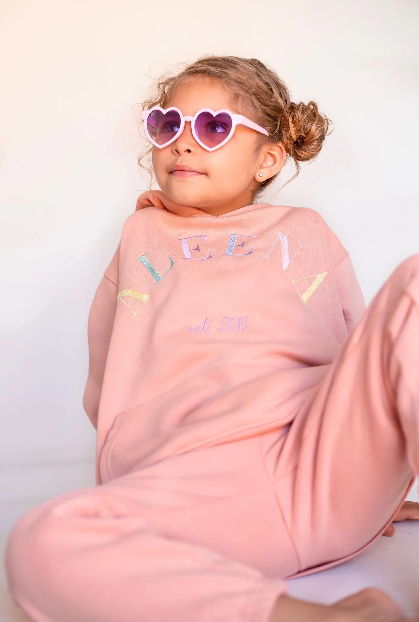 Girls Dusky Pink Est Hooded Tracksuit