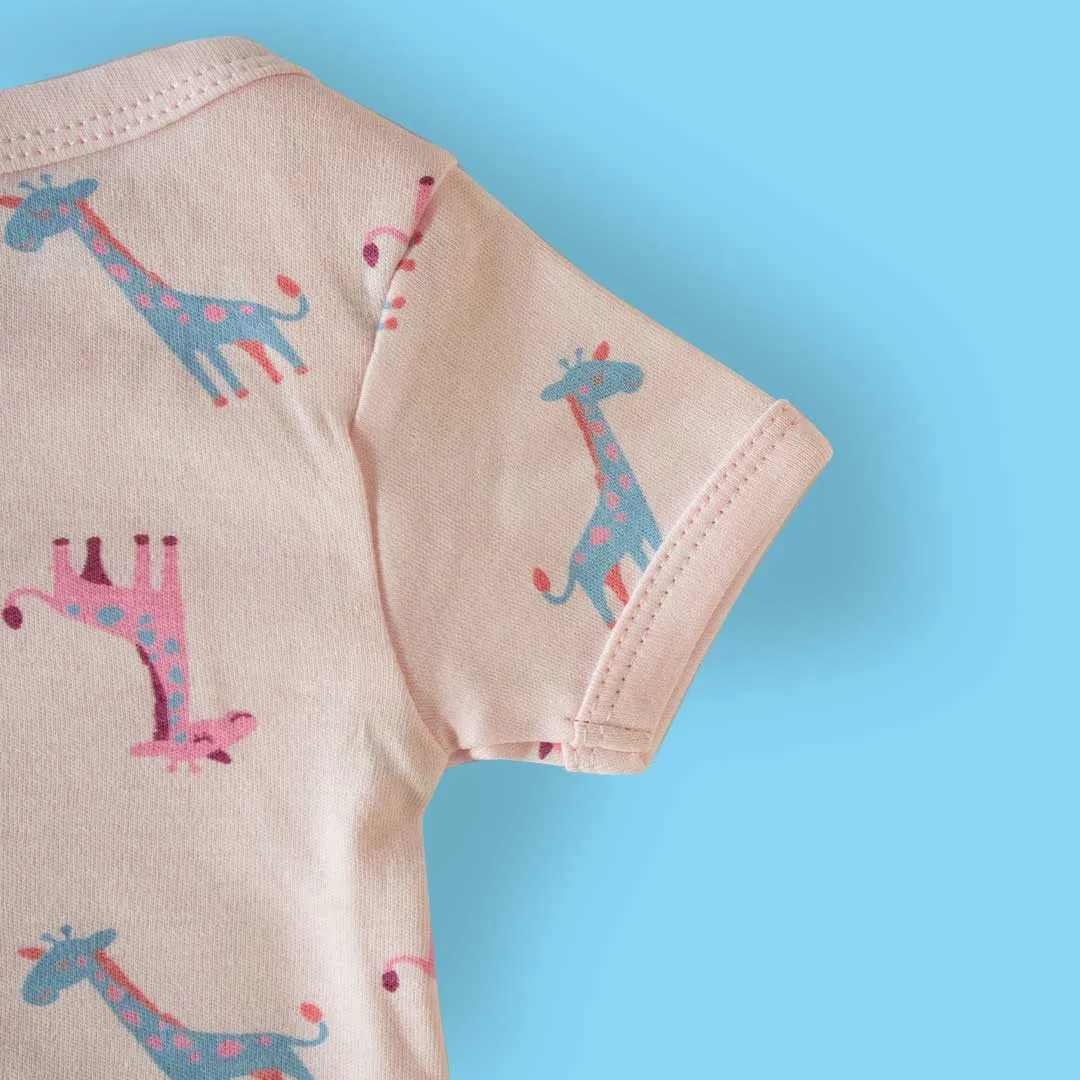 Half Sleeve Body Suit - Giraffe -Premium Cotton Onesie