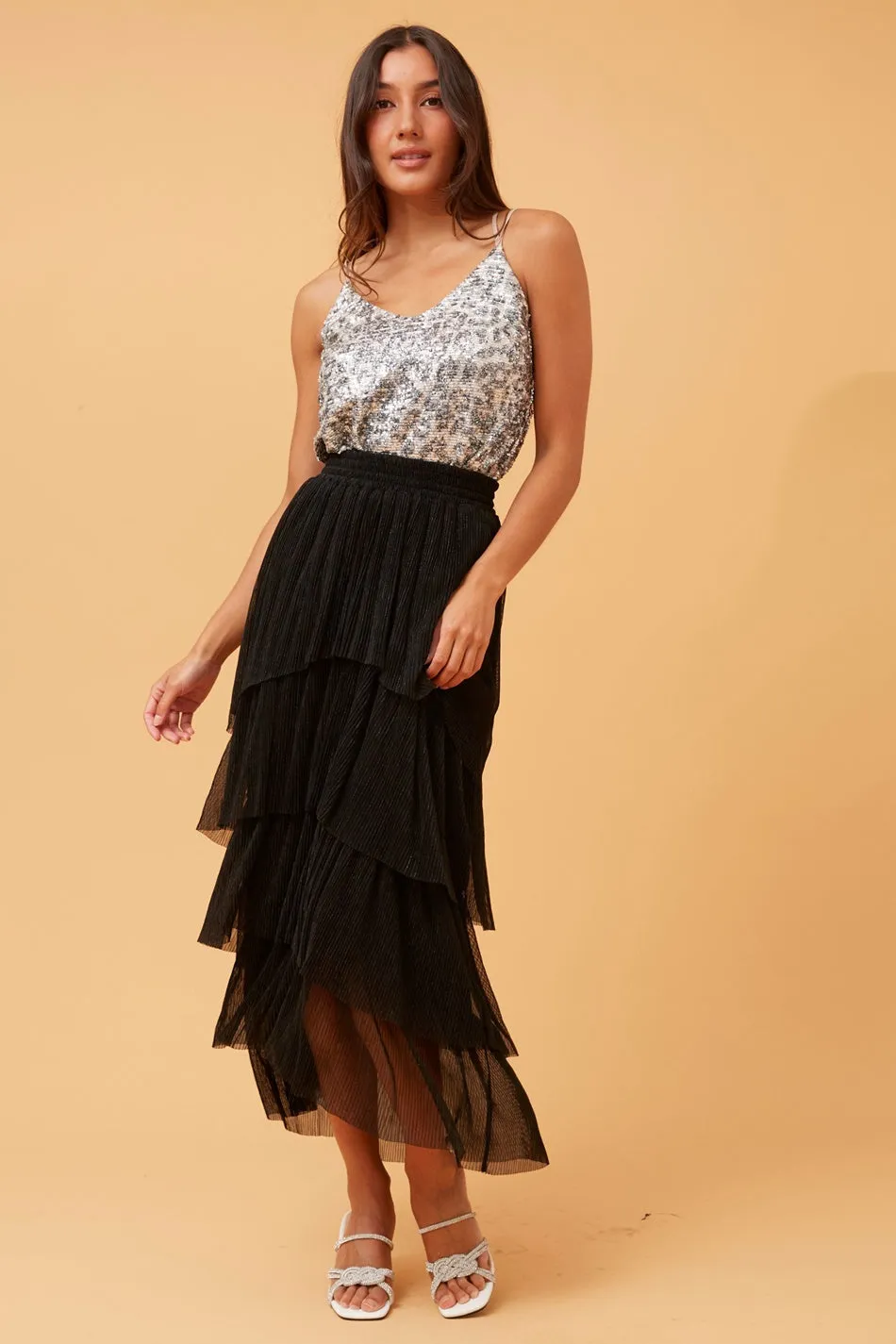 HARLENE TIERED EVENING SKIRT