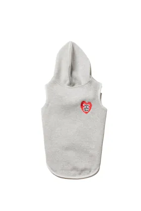 HEART LOGO EMBROIDERED DOG HOODIE HEATHER GRAY