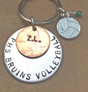 High School Gifts, Christmas Gift, High School Sports Keychain, Volleyball Keychain, Personalized High School Sport Keychain, Football