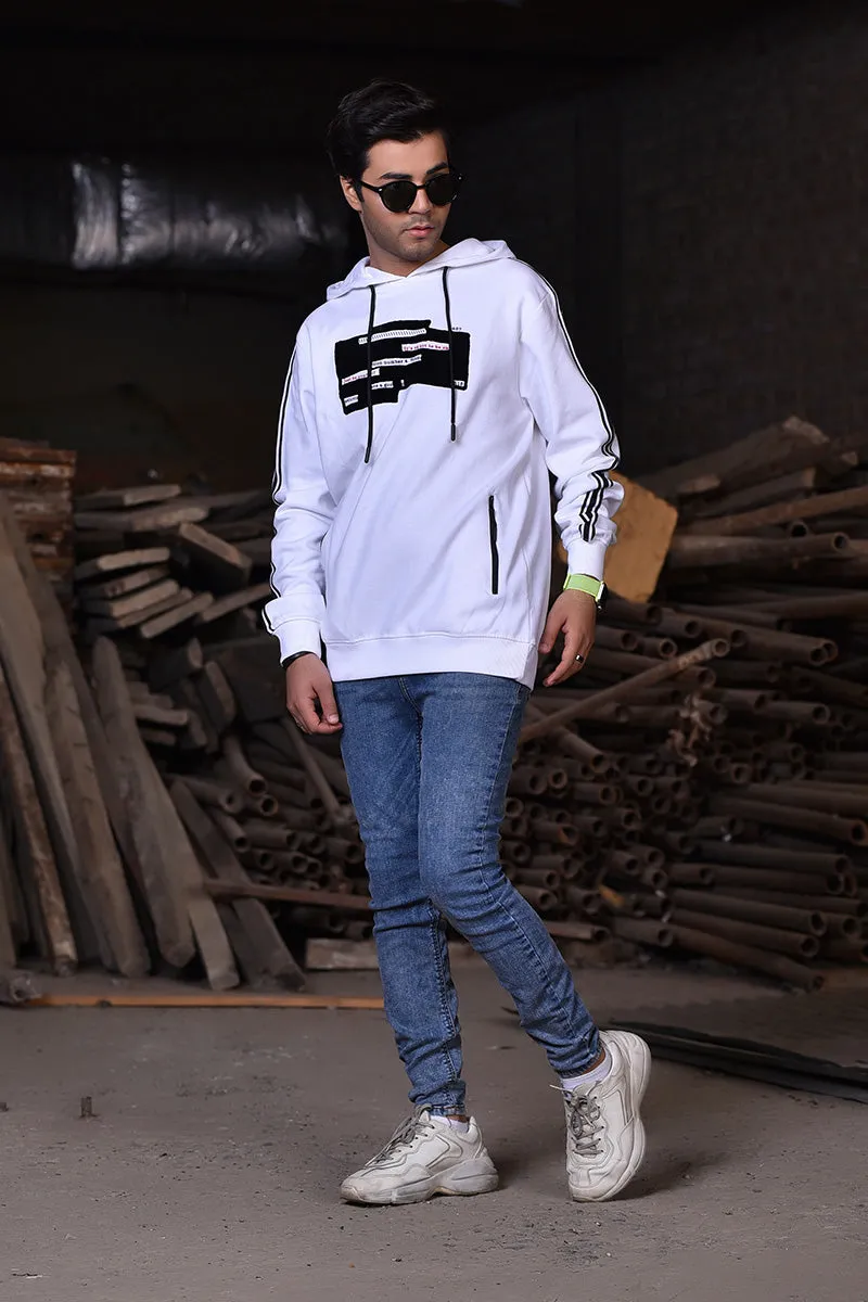 Hoodie With An Adjustable Hood And Long Sleeves White