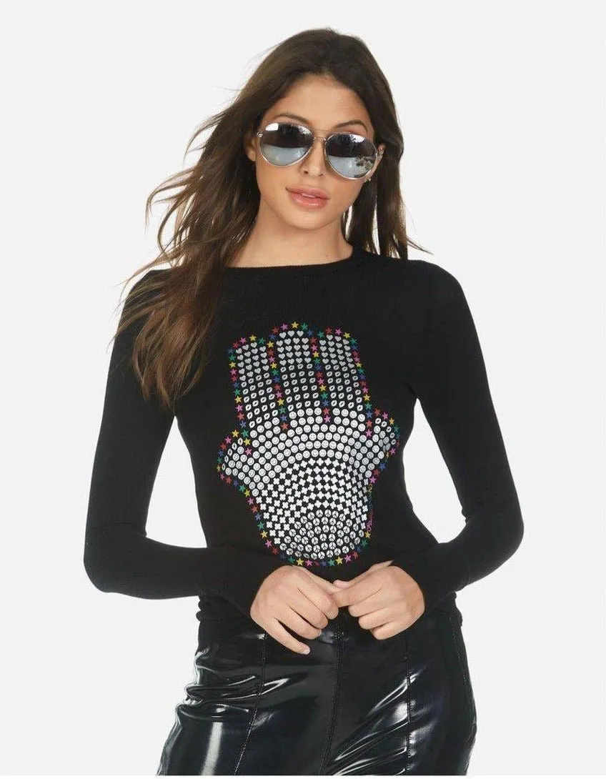 Lauren Moshi McKinley Hamsa Elements Long Sleeve Top