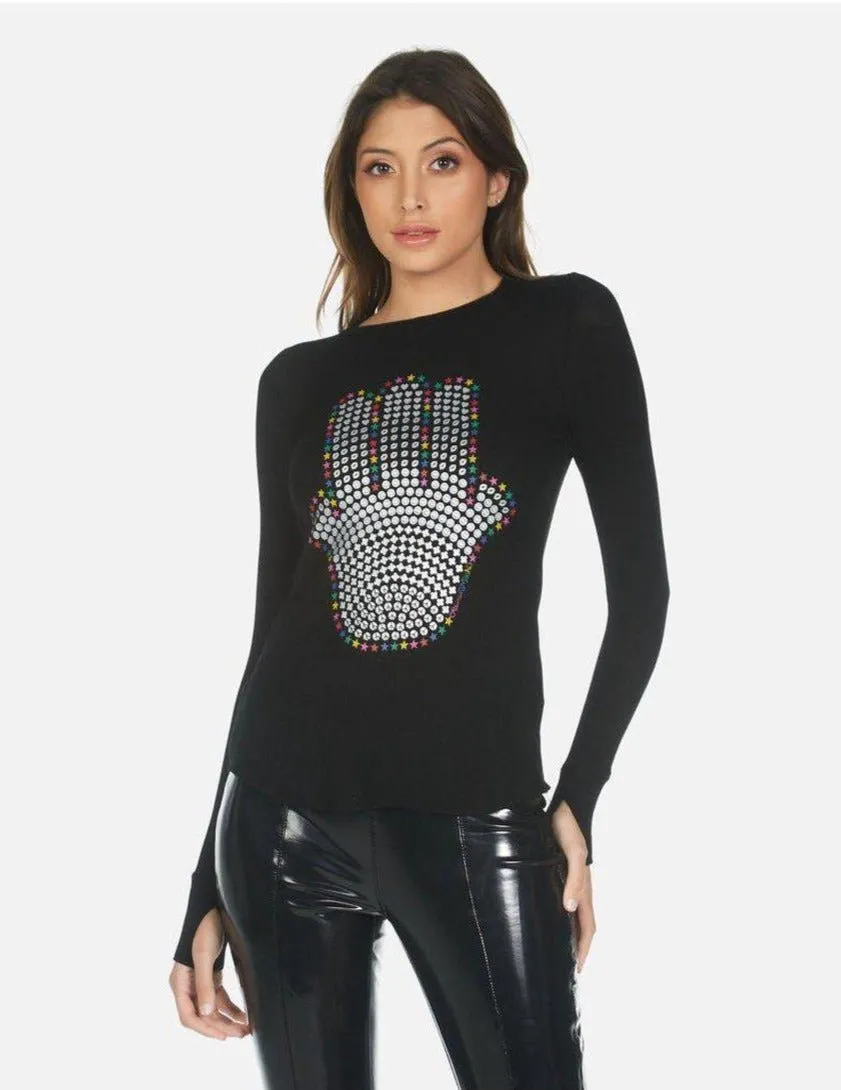 Lauren Moshi McKinley Hamsa Elements Long Sleeve Top