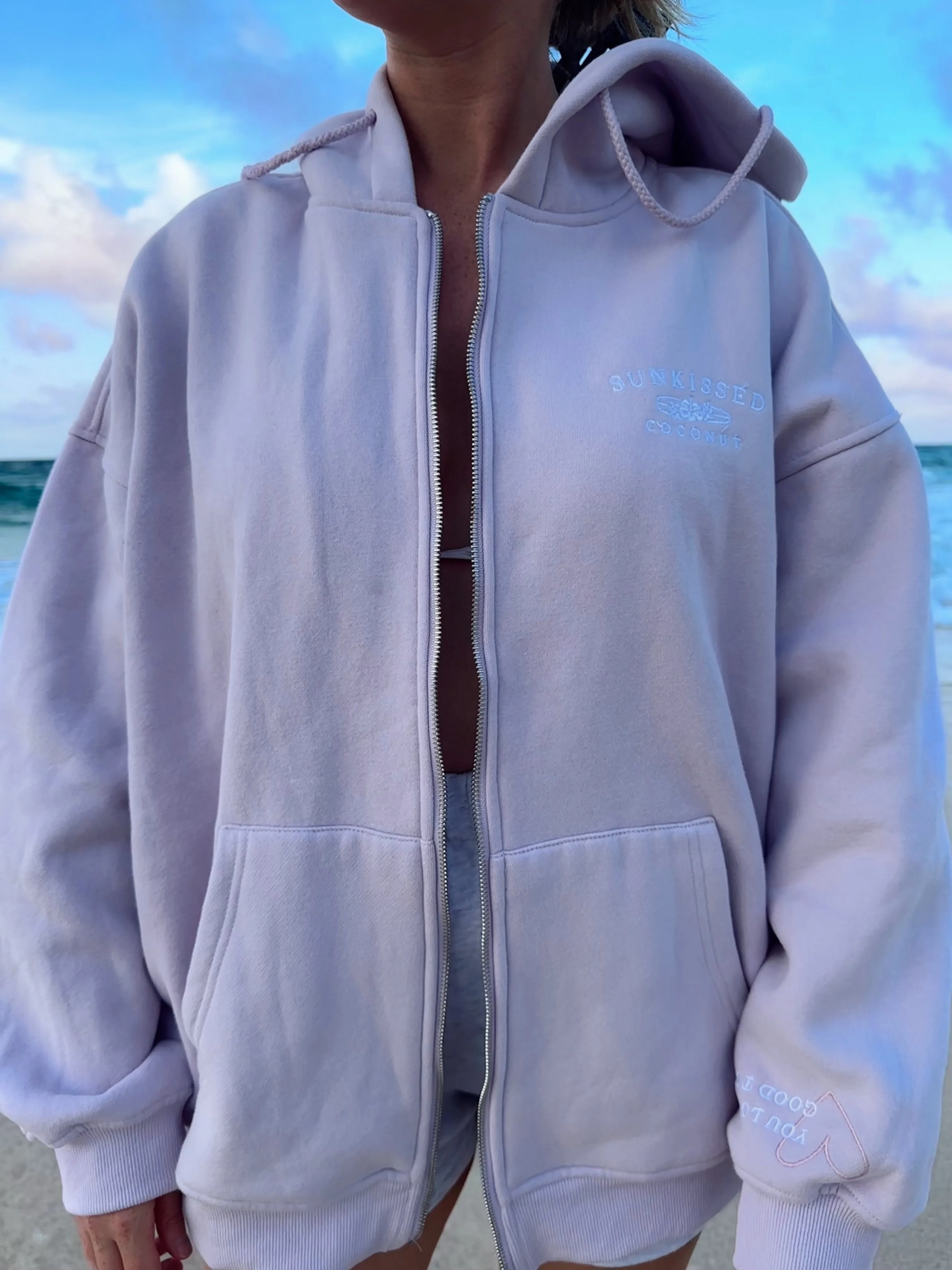 LAVENDER SUNKISSEDCOCONUT ZIP-UP HOODIE