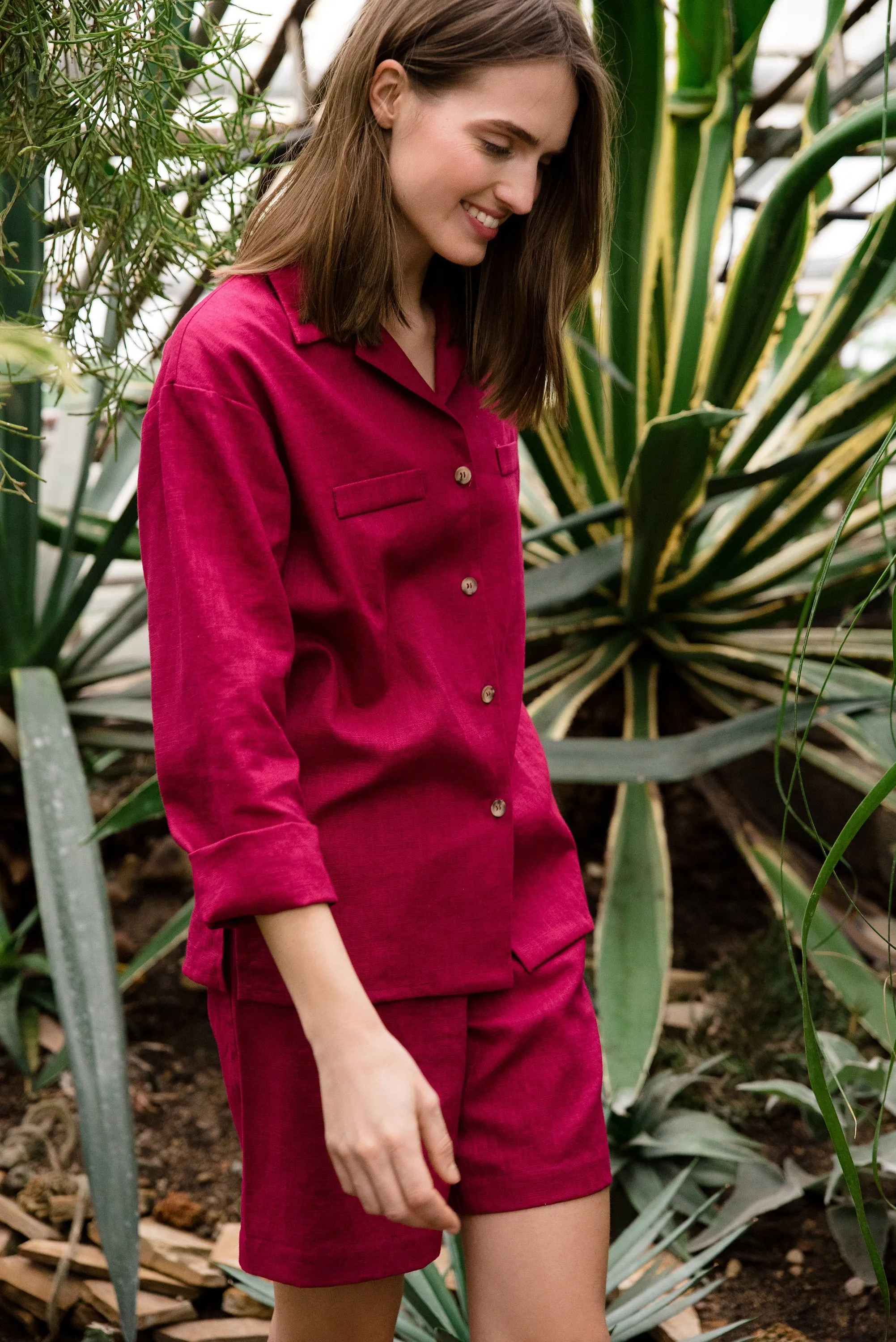 LeMuse linen shirt OASIS, Cerise, L