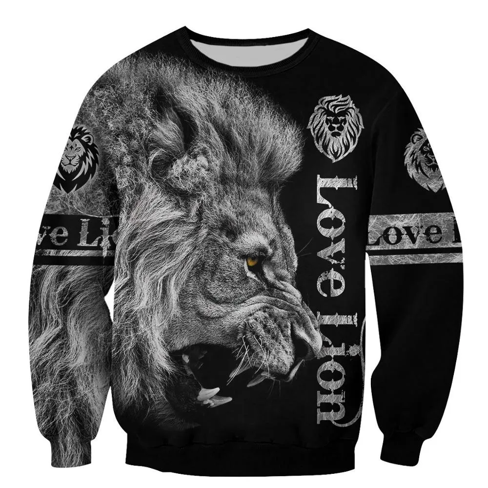 Love Lion Black and White Hoodies