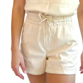 Melissa Nepton Faux Leather Shorts - Cream