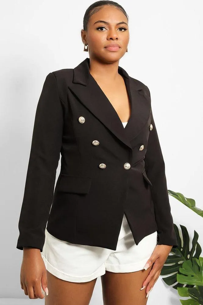 Military Silver Buttons Smart Blazer