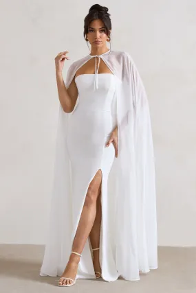 Mythical | White Chiffon Floor-Length Cape